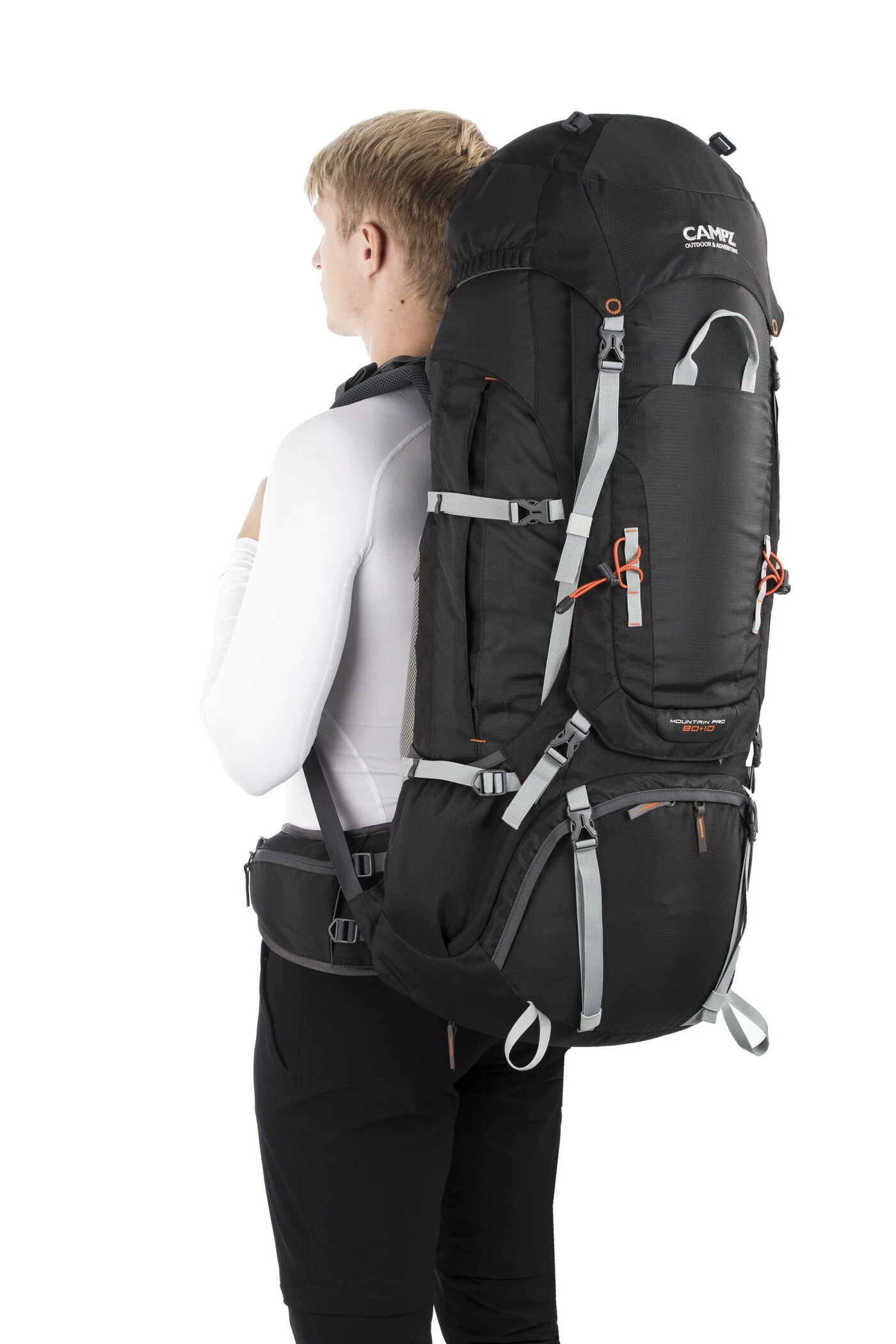 CAMPZ Mountain Pro 80+10l Rugzak, Zwart 11 CAMPZ Mountain Pro 80+10l Rugzak, Zwart - Afbeelding 9